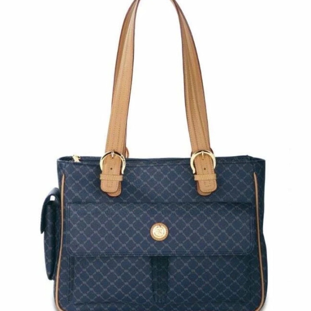 Rioni Blue and Tan Shoulder Bag